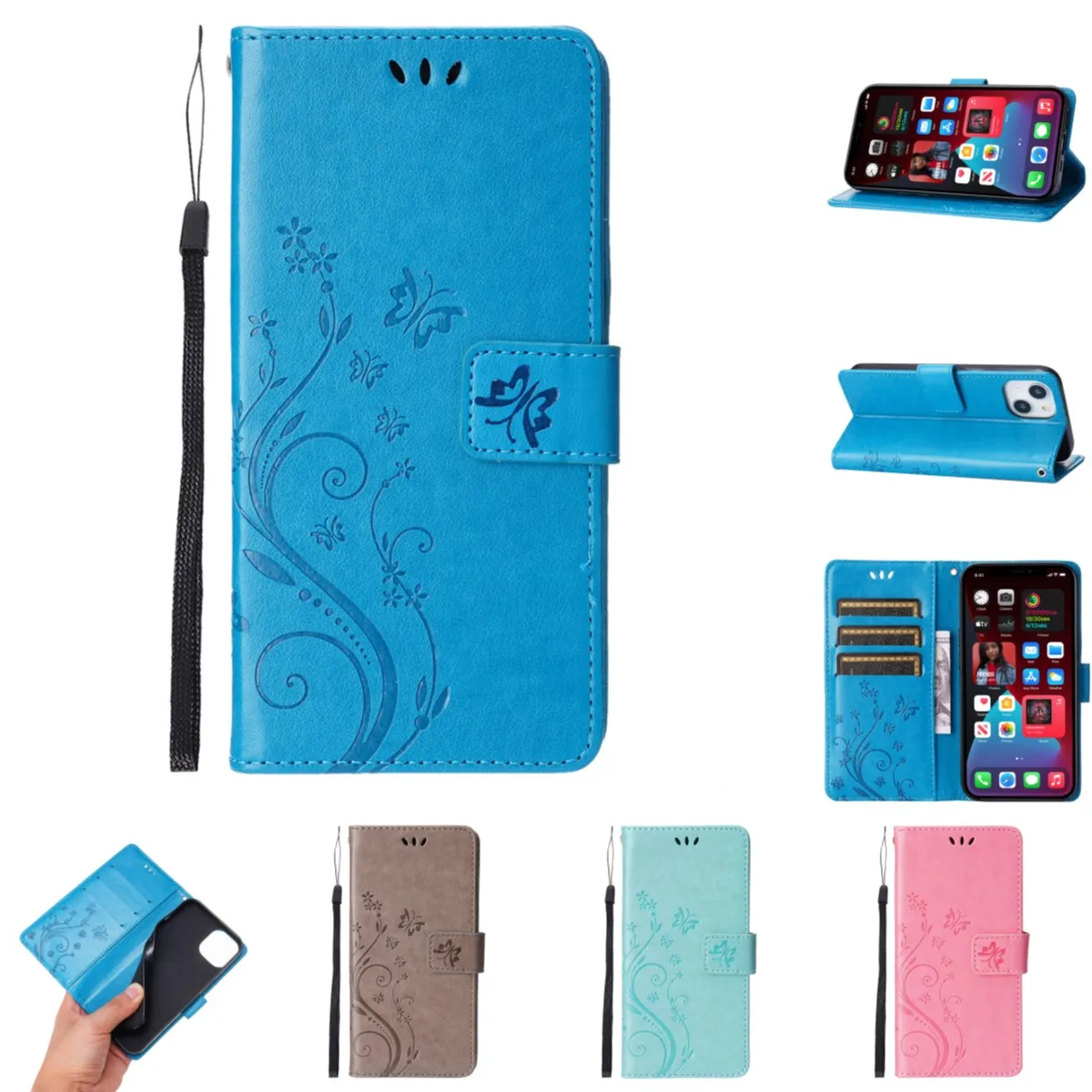 Butterfly Embossed PU Leather Phone Case