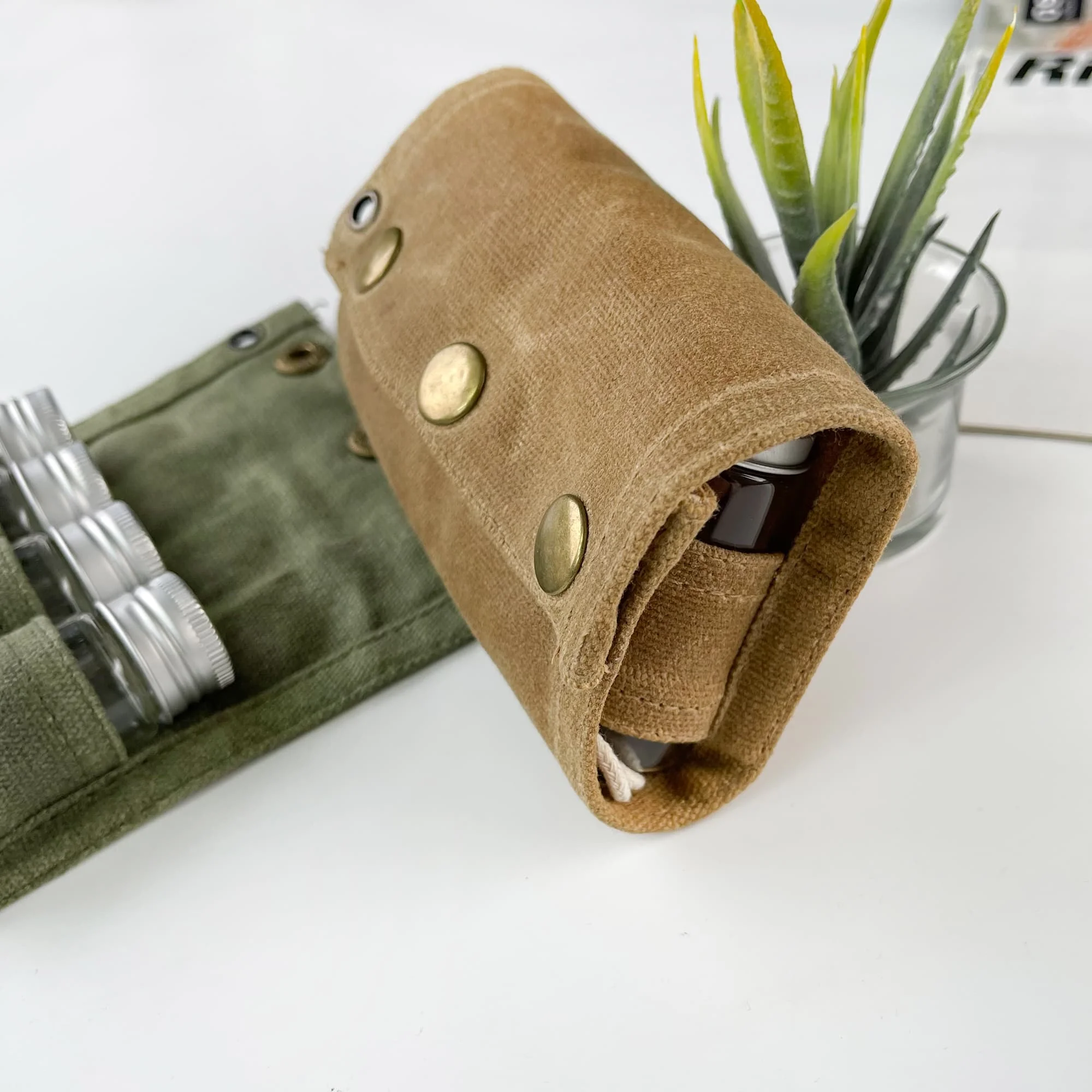 New Portable Foldableing Wax Canvas Waterproof Storage Bag Seasoning Bottle Set Camping Hiking Picnic Barbecue Seasoning Bag