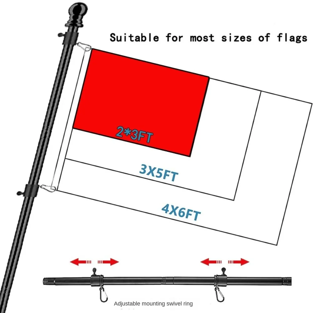 6Ft Flag Pole Kit Wall Mounted Heavy Duty Rotating Flag 360 Degree Rotating with Screws Stand Flagpole Yard Banner Holder