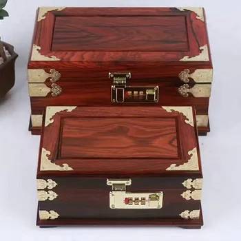 Vintage Jewelry Storage Box Organizer Large Wood Luxury Rosewood Password Jewelry Box Storage Organizer Case Retro Ornaments
