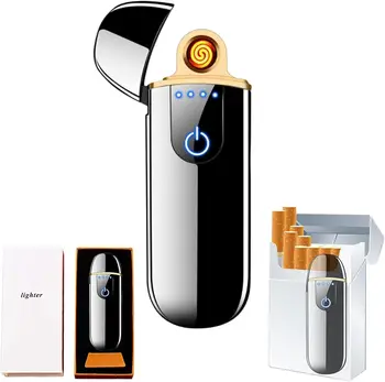 Smart Electronic Lighter USB Rechargeable Cycle Charging Touch Ignition Windproof Flameless Plasma with Power Indicator Gifts 1