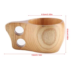 Rustic Wooden Coffee Mug with Handle - Ideal for Home, Travel, and Outdoor Use (A)