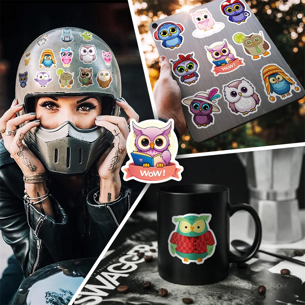 10/30/50PCS New DIY Cute Owl Sticker Cartoon Creative Animal Anime iPad Computer  Luggage Chair  Decoration Waterproof Wholesale