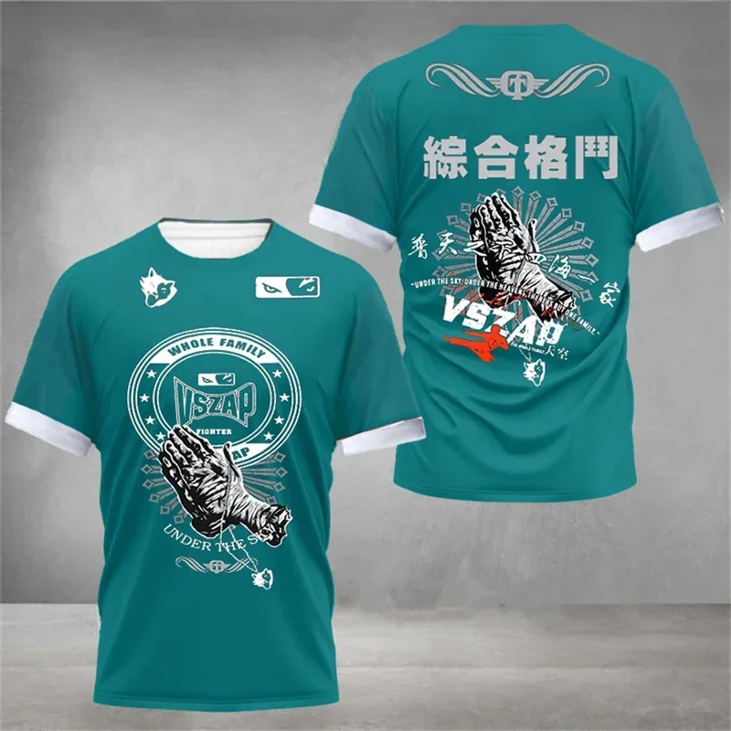

Men's Muay Thai T Shirt Outdoor Run Fitness Sports Short Sleeve Summer Boxing Wrestling Tracksuits Fashion O-neck Quick Dry Tops