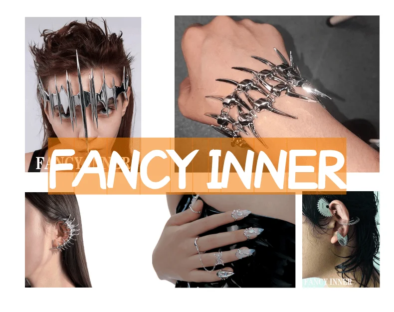 Collana con rivetti in stile punk alla moda femminile 2025 per donna/uomo, gioielli geometrici irregolari con borchie a spina dorsale, cubetti di ghiaccio in metallo trasparente, 2024_voghion.com