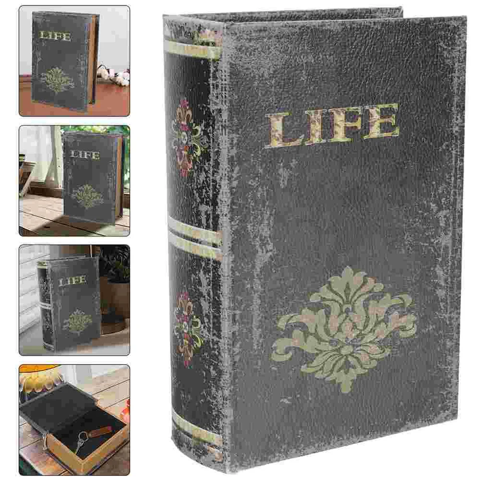 Jolitac Set di 3 scatole decorative per libri, stile antico, con copertura magnetica, in legno, stile vintage scuro