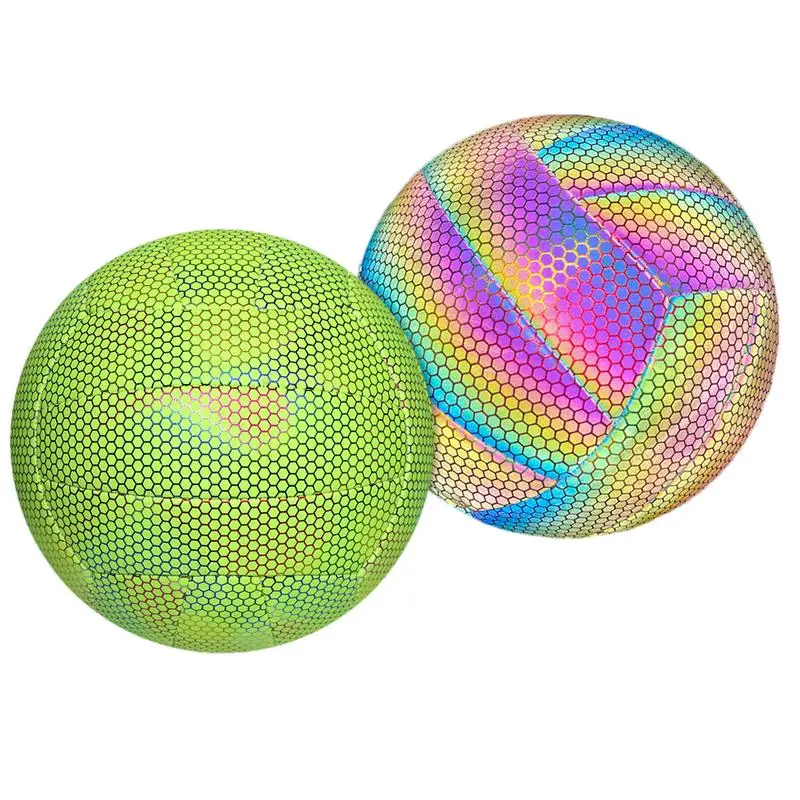 Reflective Colorful Volleyball Glowing PU Leather School Outdoor Indoor Training Sports Beach Ball