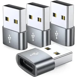 Pack of USB - C Female to USB Male Charger Cable Adapters (Grey)
