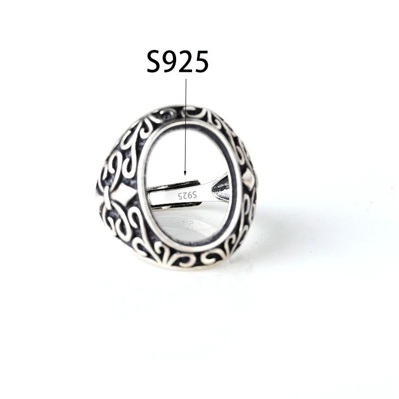 

925 Sterling Silver Ring 13x17mm Oval Cabochon Semi Mount Ring for Amber Turquoise Agate Setting