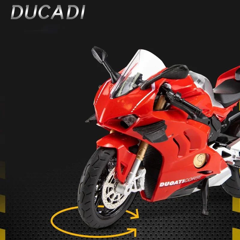1:12 Ducati V4S Panigale Racing Motorcycles Simulation Alloy Motorcycle Model With Sound and Light Collection Toy Car Kid Gift 4