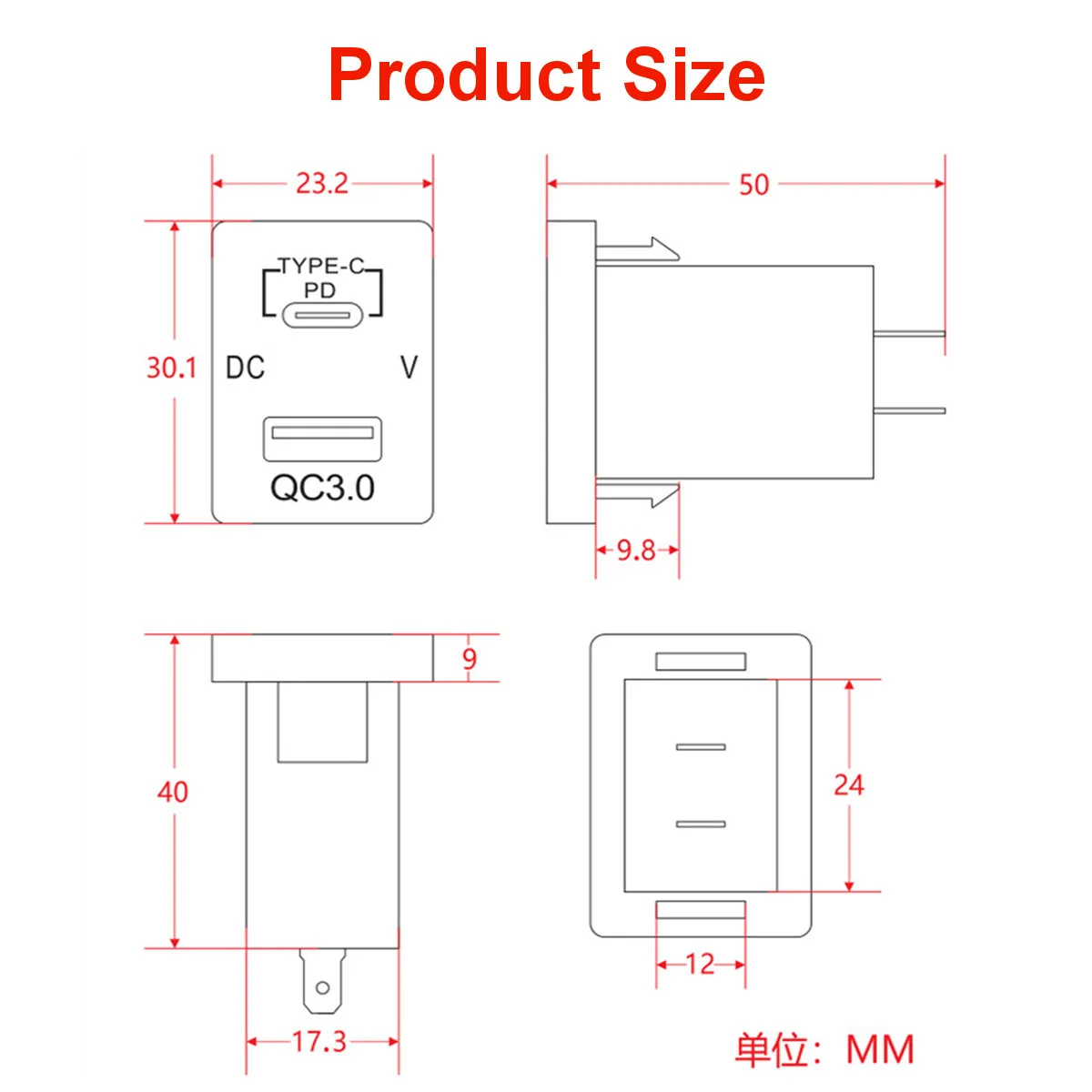 12V 24V PD Ÿ-C    (а ), LED QC3.0 USB  ,  Ÿ 