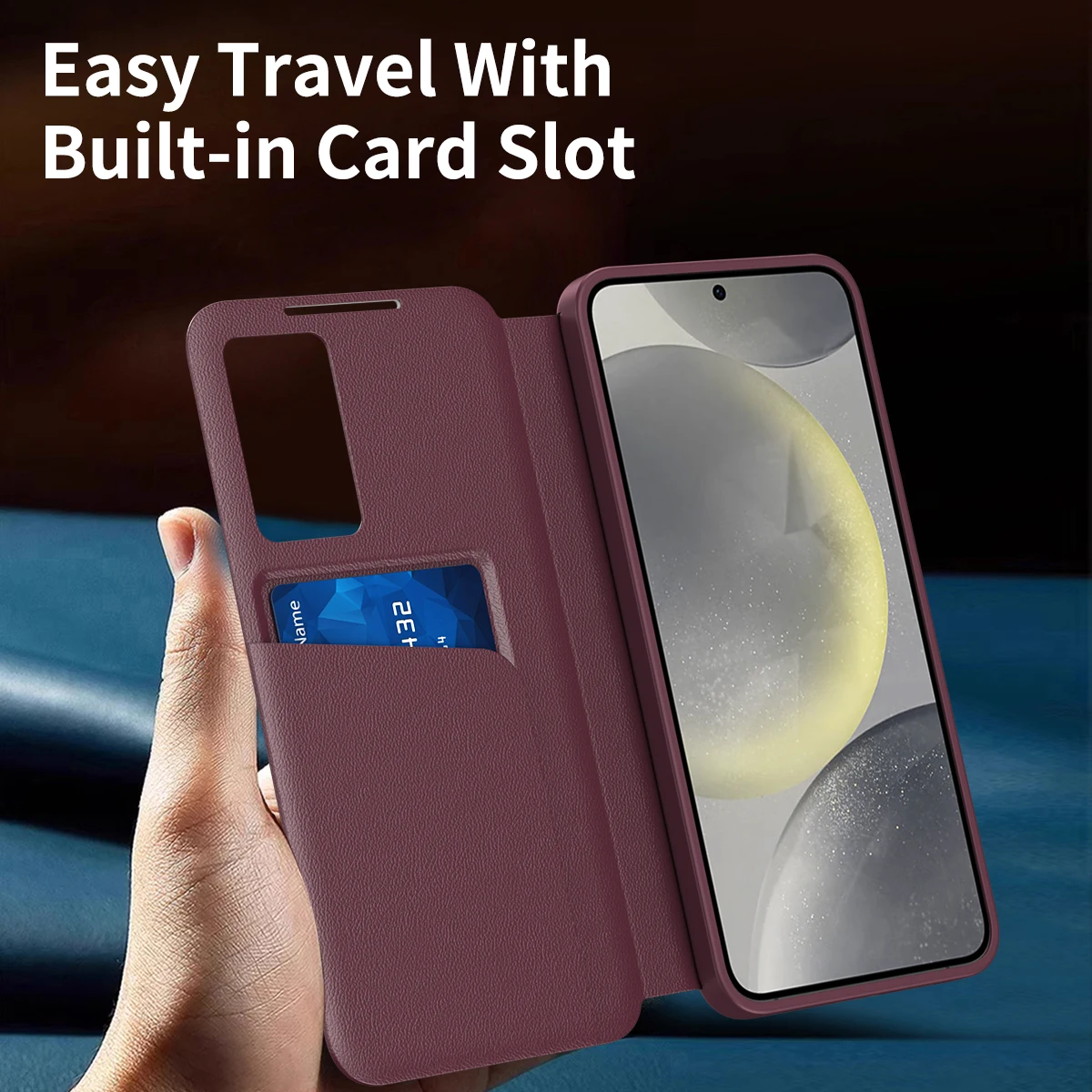 Wallet Card Slot Holder Flip Cover For Samsung Galaxy S25 S24 S23 S22 Ultra Window View Smart Display Leather Cases 5