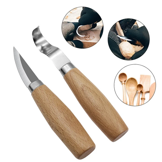 Wood Spoon Carving Knife Chisel Woodcut Hook Knife with Bamboo Handle DIY Woodcarving  Tools - AliExpress