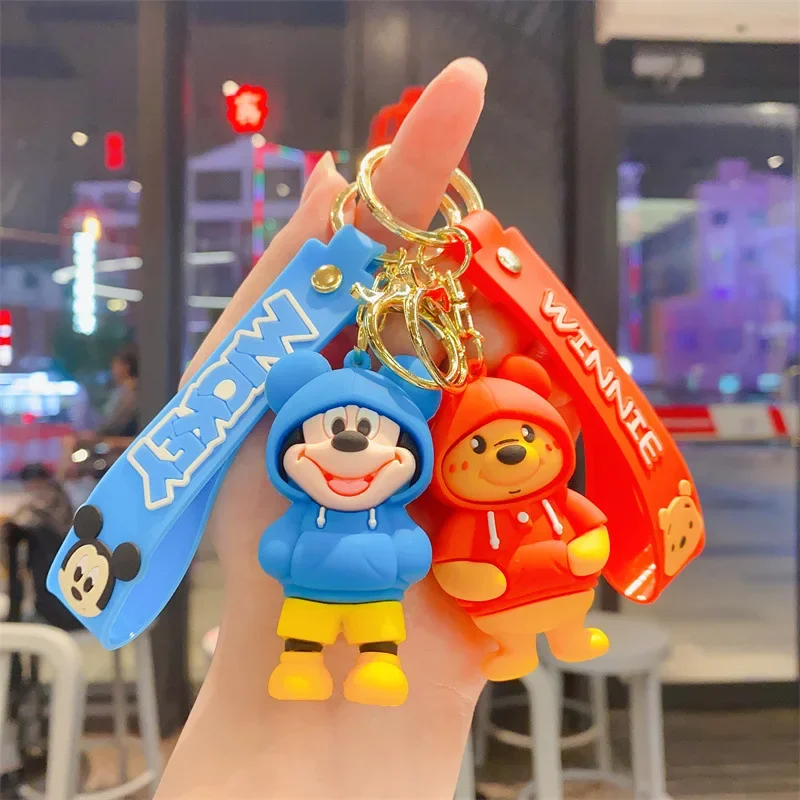 

Disney Mickey Mouse Keychain Anime Cartoon Couple Keyring Car Keychain Keyholder Bag Charm Pendant Accessories Kids Toys