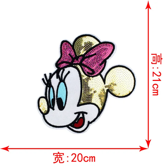 Disney Sequins Clothing Patch Mickey Minnie Mouse Patches Cartoon Sew Clothes Patch for T-shirt Coat DIY Decoration Women Gift Blue