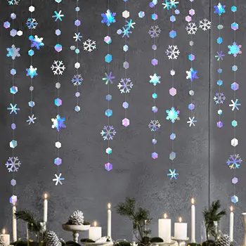 Iridescent Snowflake Garland Decor 1