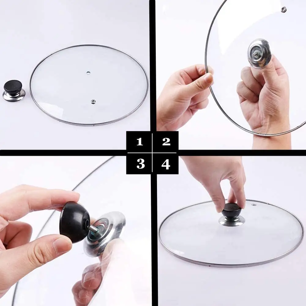 Pot Lid Handles Universal Replacement Glass Lid Knob Handle Pan Lid Cover Knob Cap Pan Pot Grip Stainless Steel Base Kitchen Cookware Handgrip