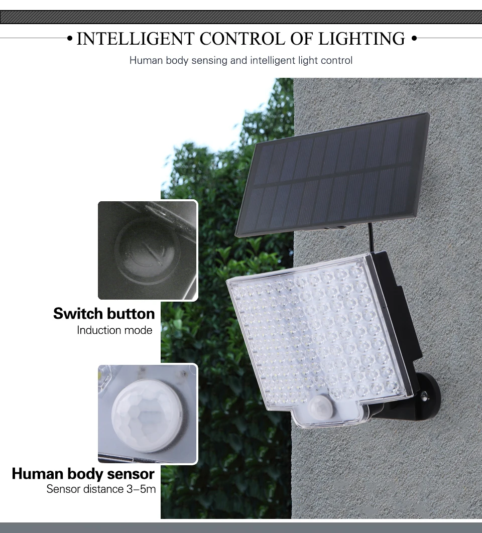 30W Flood Light With Solar Panel Waterproof Outdoor Wall Lamp Human Body Sensor Floodlight Solar Light Garden Balcony Yard Wall solar led lights outdoor