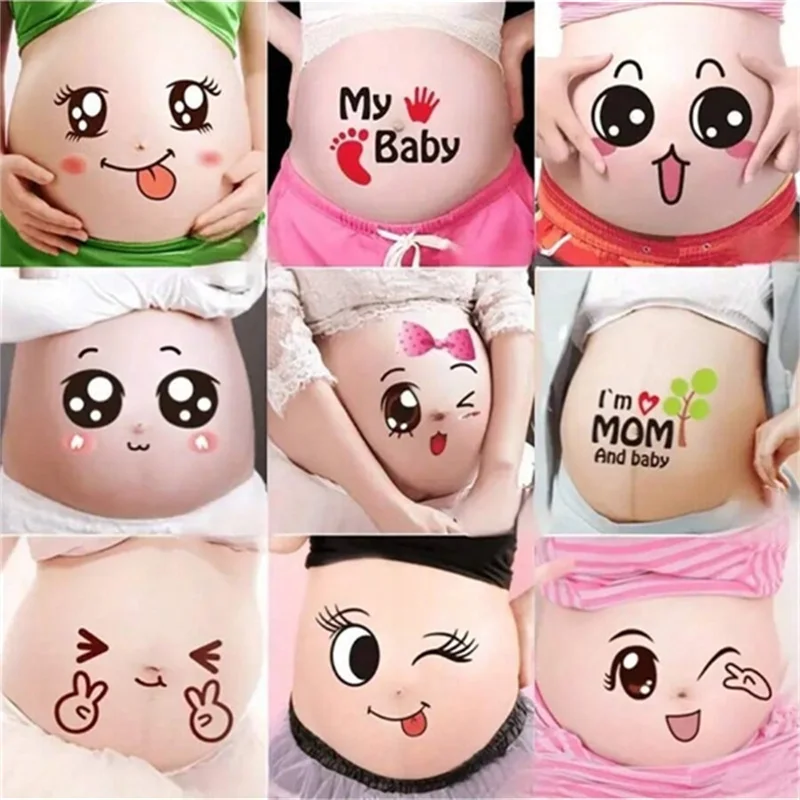 Pregnant Women According to Belly Stickers Big Belly Stickers Pregnant Women Photo Props Cute Expression 9pcs pregnant women stickers
