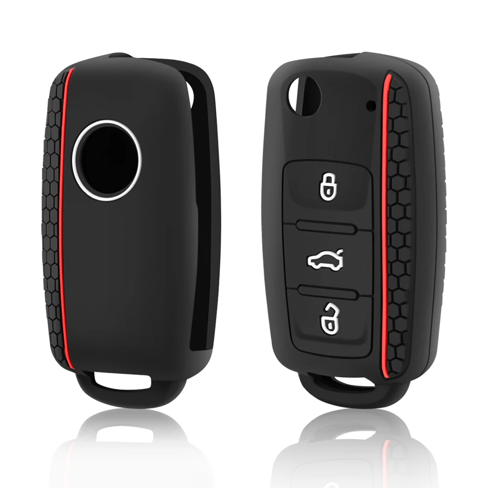 자동차 키 커버 케이스 실리콘 3 버튼 VW 골프 4 5 6 7 Bora Jetta POLO MK4 MK6 Bora Passat B5 B6 Superb Tiguan Beetle Keycase