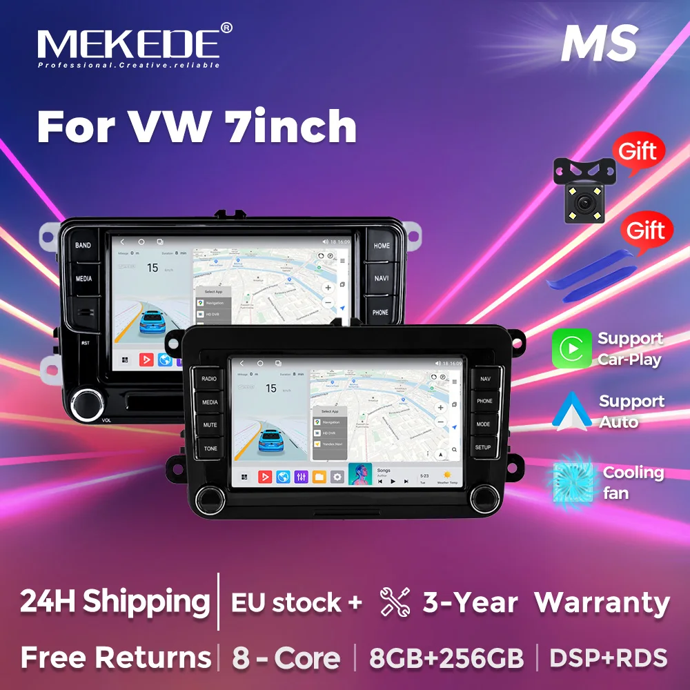 MEKEDE 7-calowe radio samochodowe z Androidem 14 do Volkswagen Seat Skoda Passat Golf Polo Odtwarzacz multimedialny GPS Carplay 4G RDS Stereo Player