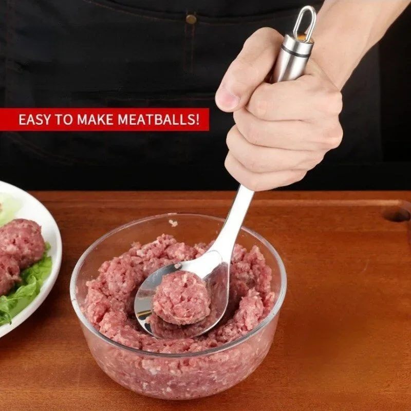 Meatball Spoon Household Fishball Maker Squeezing Meatball Spoon 304 Stainless Steel Fish Ball Making Tool
