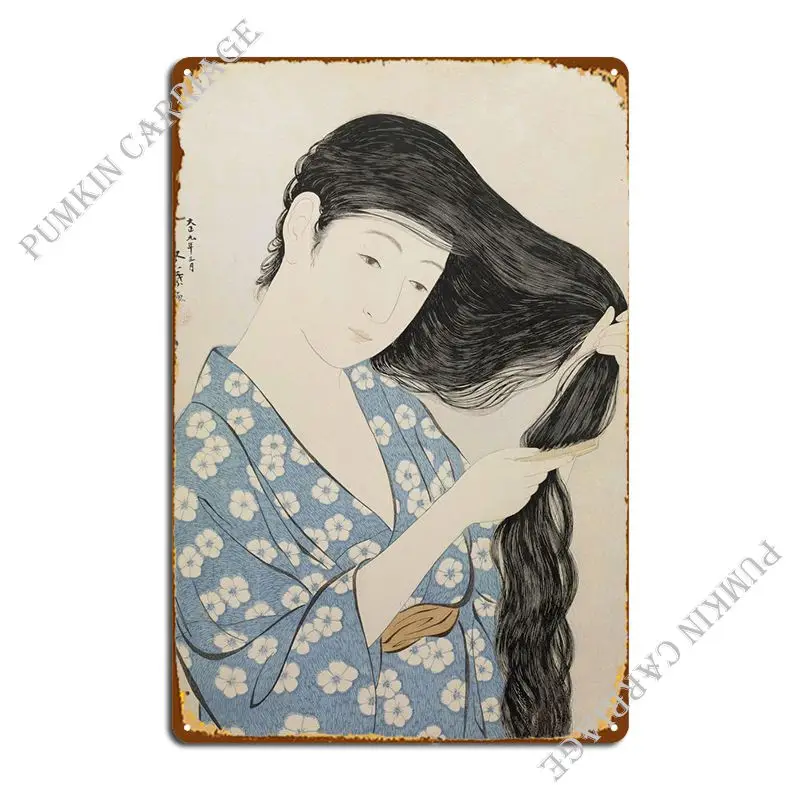 

Japanese Lady Fine Art Metal Sign Pub Home Club Bar Wall Decor Tin Sign Poster