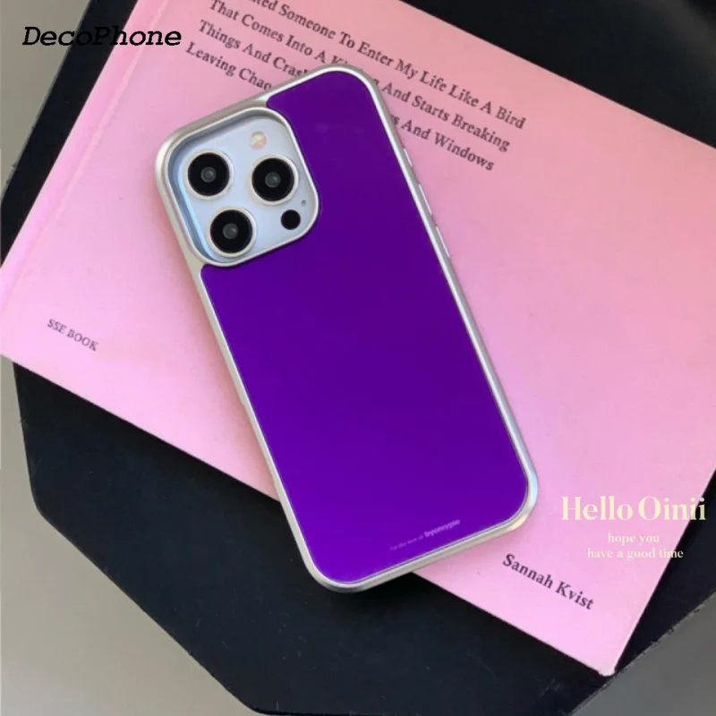 Korean Full Screen Colorful Phone Case with Electroplated Drip Glue Design