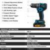 Gisam 13mm 35+3 Torque Brushless Electric Impact Drill Cordless Drill Electric Screwdriver Power Tools For Makita 18V Battery 4
