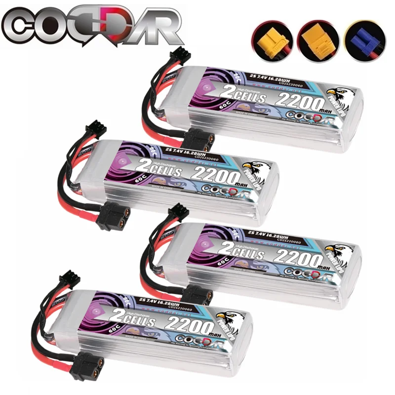 

CODDAR 60C 2S 7.4V 2200mAh Lipo Battery With EC5/XT60/T/TRX/XT90 Plug For FPV Drone RC Quadcopter Helicopter 2S Lithium Battery
