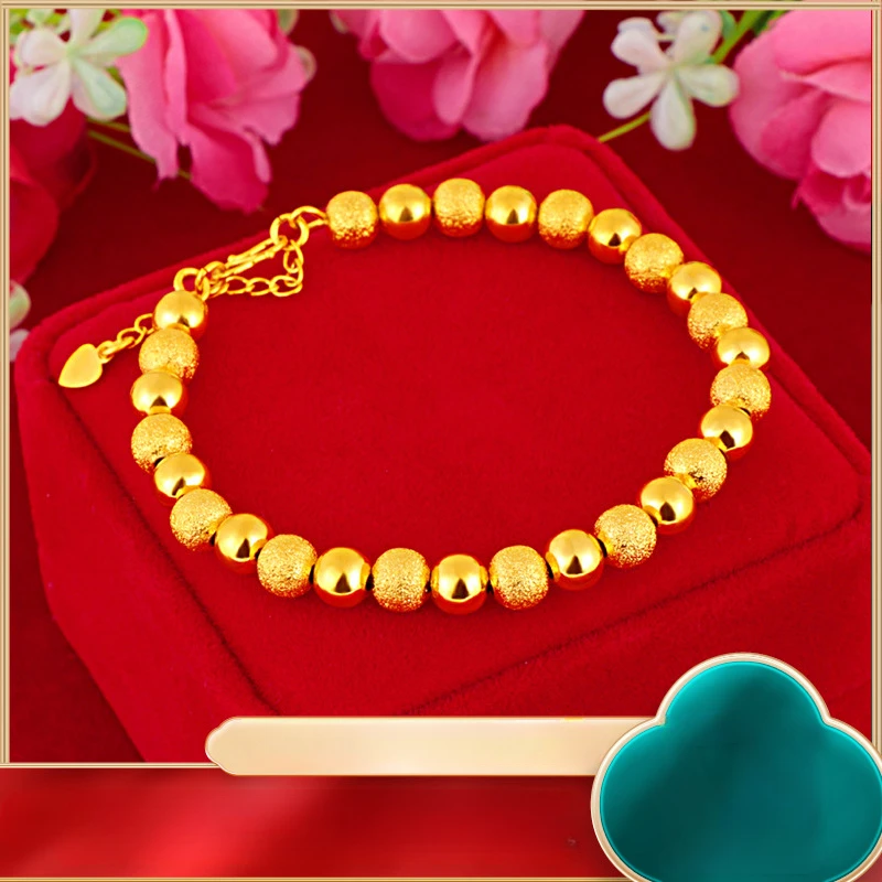 

Pure Gold Yellow Jewelry Gold One Light One Transfer Bead Bracelet Women's Gold Handwear New Product Accessories
