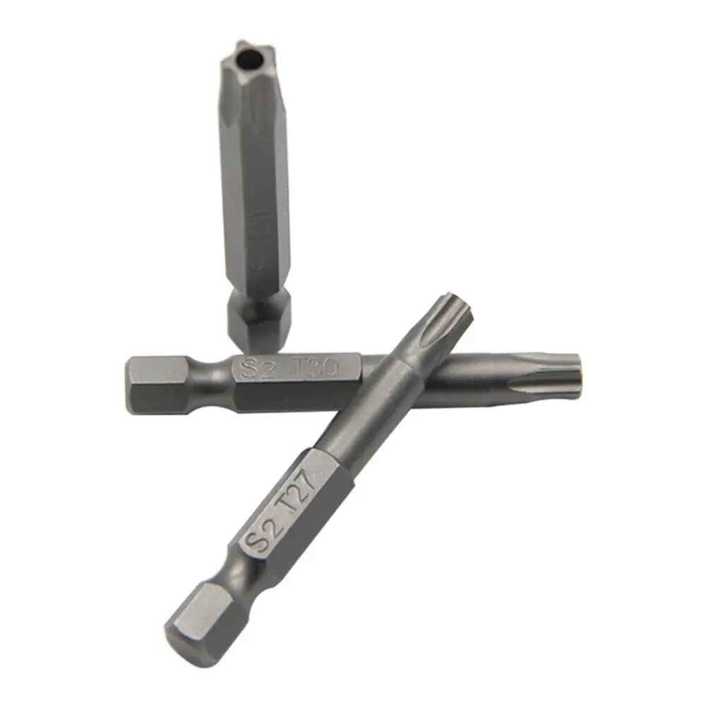 Screwdriver Head Set 7pc Hexagonal Handle Five Star Hollow Screwdriver Head with Hole S2 Magnetic Screwdriver Head T10-T40 Tool Set