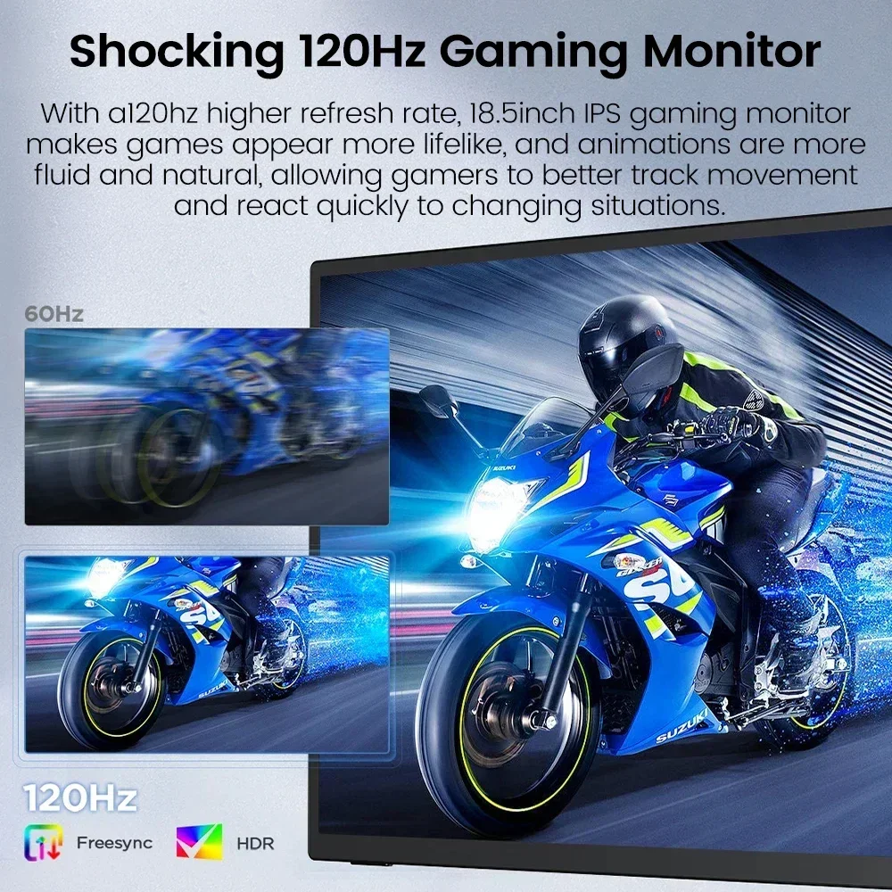 ġ ũ ޴  100% sRGB HDR ÷, VESA  ĵ , Ʈ PS5 ġ 180   , 18.5 ġ, 120Hz, 1080P