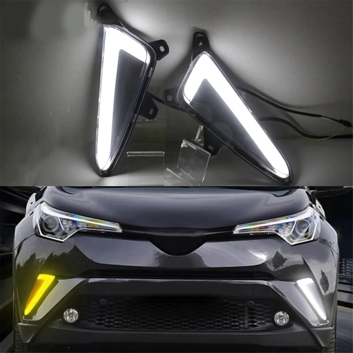 

LED Daytime Running Lights Brake Light Lamp for Toyota C-HR CHR XLE DRL Bumper Lights