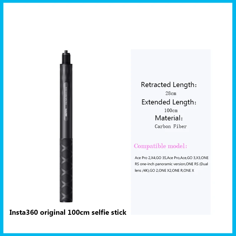 150 cm onzichtbare selfiestick voor Insta X3 X4 X5 RS, aluminium