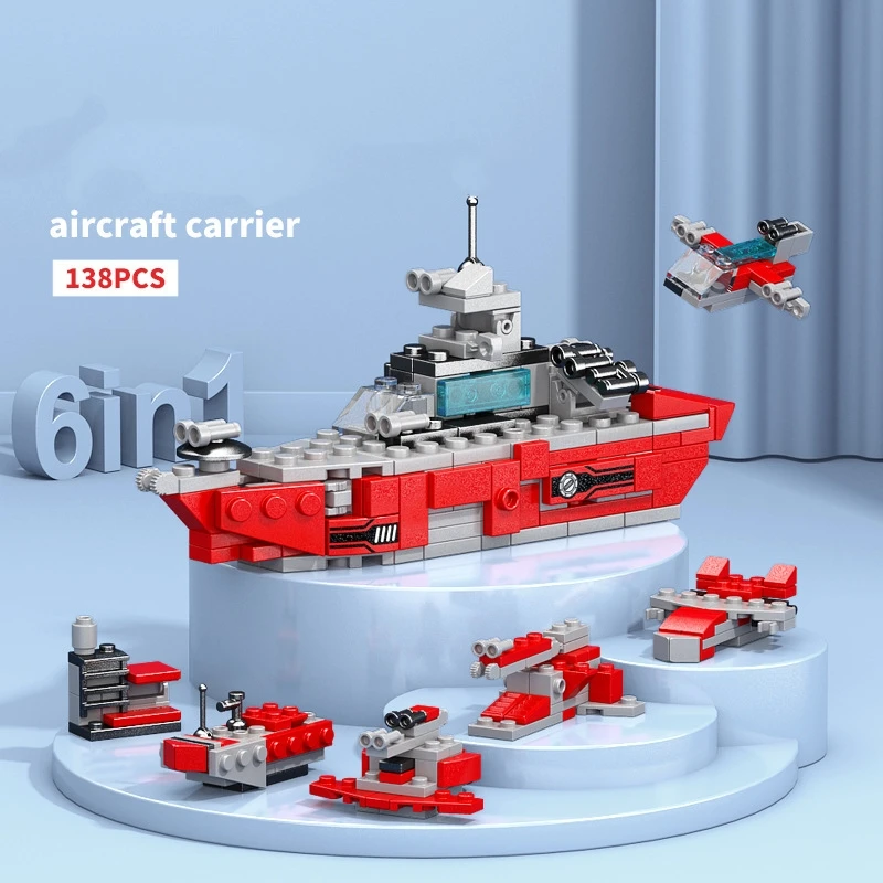 6IN1 Engineering Car Helicopter  Truck Tank City Building Blocks Police Bricks Fire Fighting Brick Set Toys for Children 2