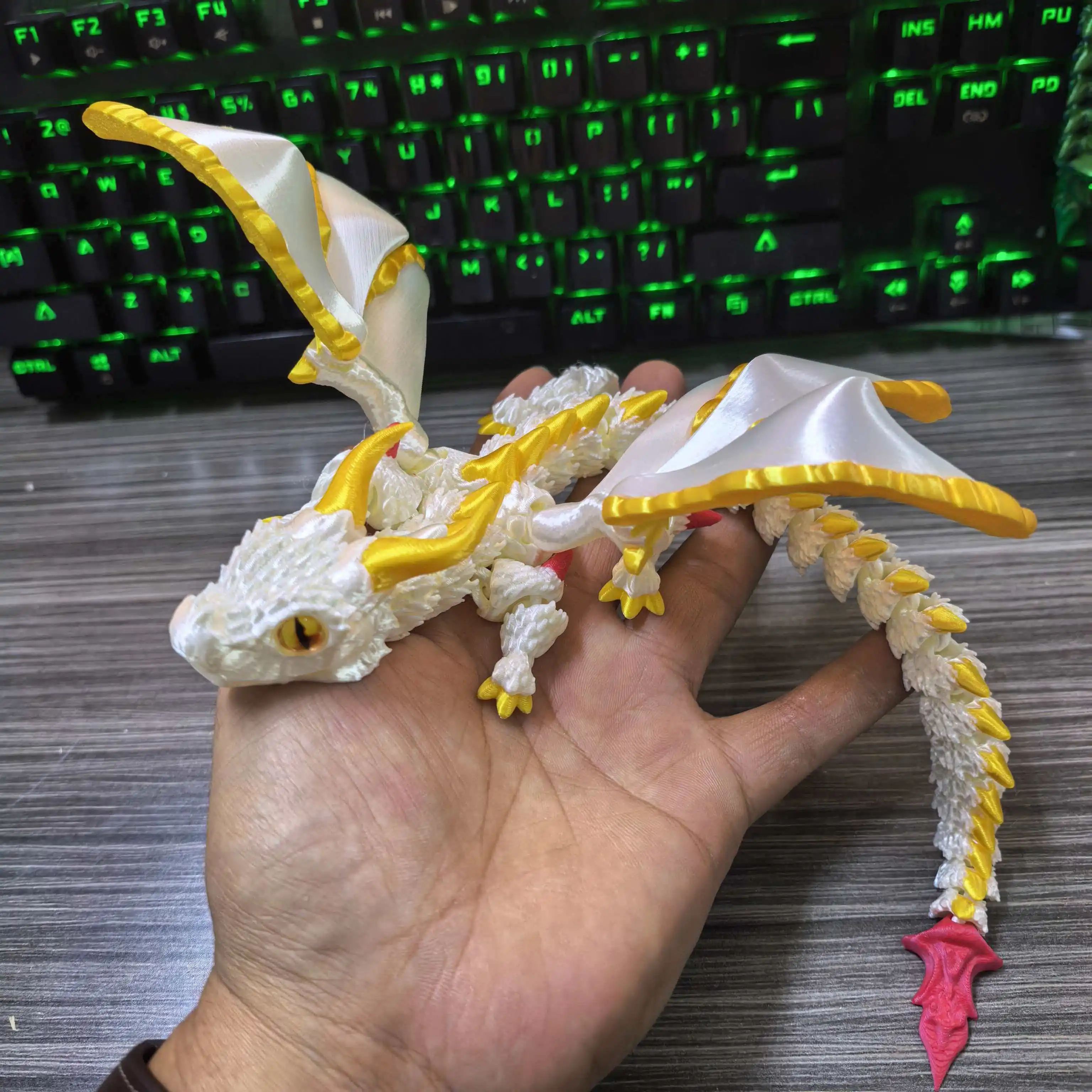22-30CM 3D Printed Simulated Eyes Flying Dragon Baby Ornaments Joints Can Move Dragon Rockery Fish Tank Landscaping Decoration 4