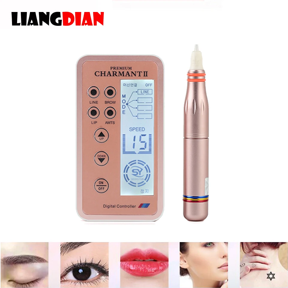 1 Set Charmant 2 Orange Digital Tattoo Pen For MTS Permanent Eyebrow Lip Line Shader Makeup Microneedling Machine Device