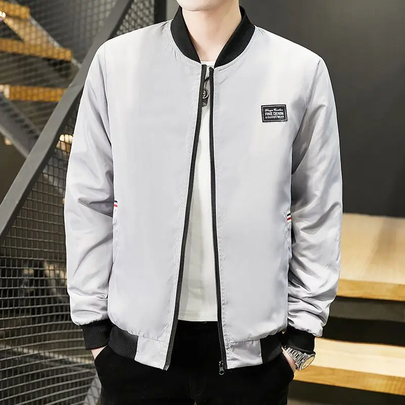 2023 Spring New Men's Clothing Fashion Trend Thin Casual Handsome Patchwork Pocket Zipper Baseball Collar Solid Color Jackets
