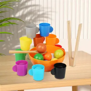 Rainbow Balls in Cups Montessori Toy Matching Game Valentines Day Gifts for Kids Early Education Toys Color Sorting and Counting