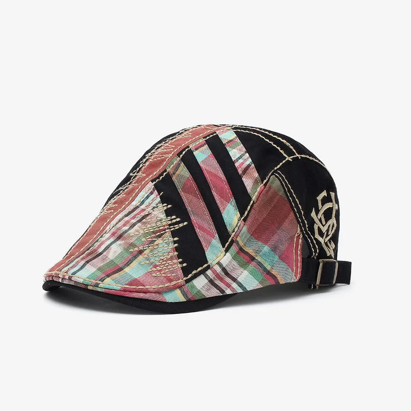 

Men Beret Hat Cotton Buckle Adjustable Newsboy Hats Cabbie Gatsby Cap