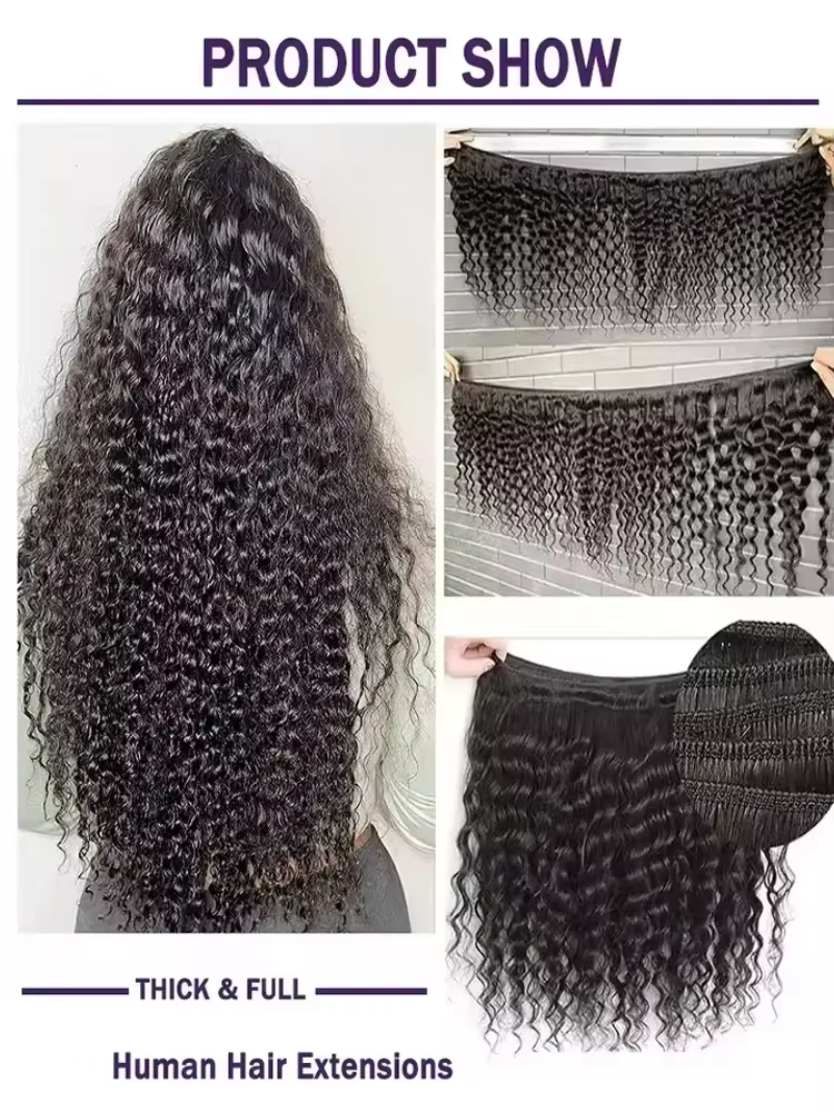 30 36 Inch Deep Wave Human Hair Bundles Curly Hair Weaving 12A Brazilian Raw Unprocessed Double Weft Virgin Hair Extension 5