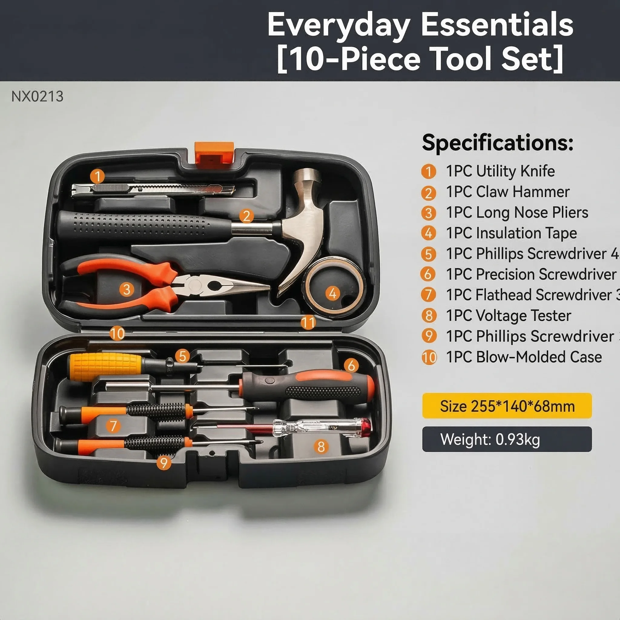 Full Set Household Tool Kit Mini Tool Set Multifunctional with Pliers Wrench Screwdriver Scissors and Combination Tools - 6