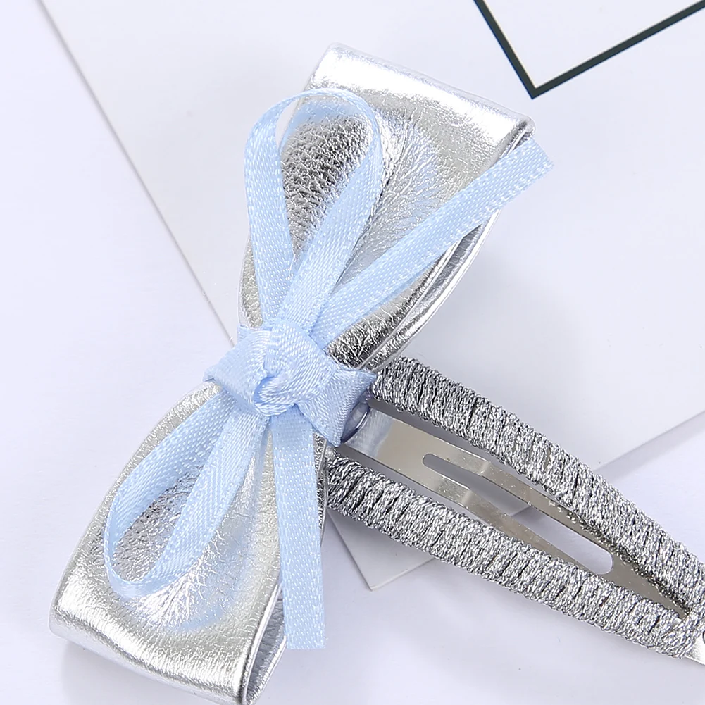 반짝이 별 헤어 스냅 클립, 공주 소녀용 가죽 리본 머리핀, 어린이 댄스, 생일 파티 모자, 사진 소품, 2 개/로트