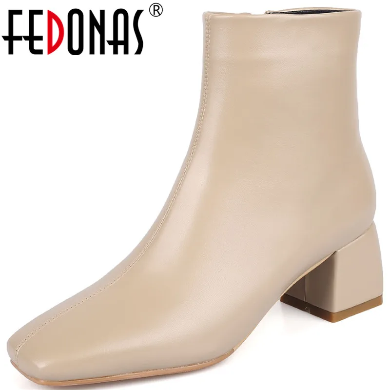 

FEDONAS Autumn Winter Shoes Woman Heels 2023 Fashion Female Heels Side Zipper High Heels Boots Boots Working Party Ankle Boots