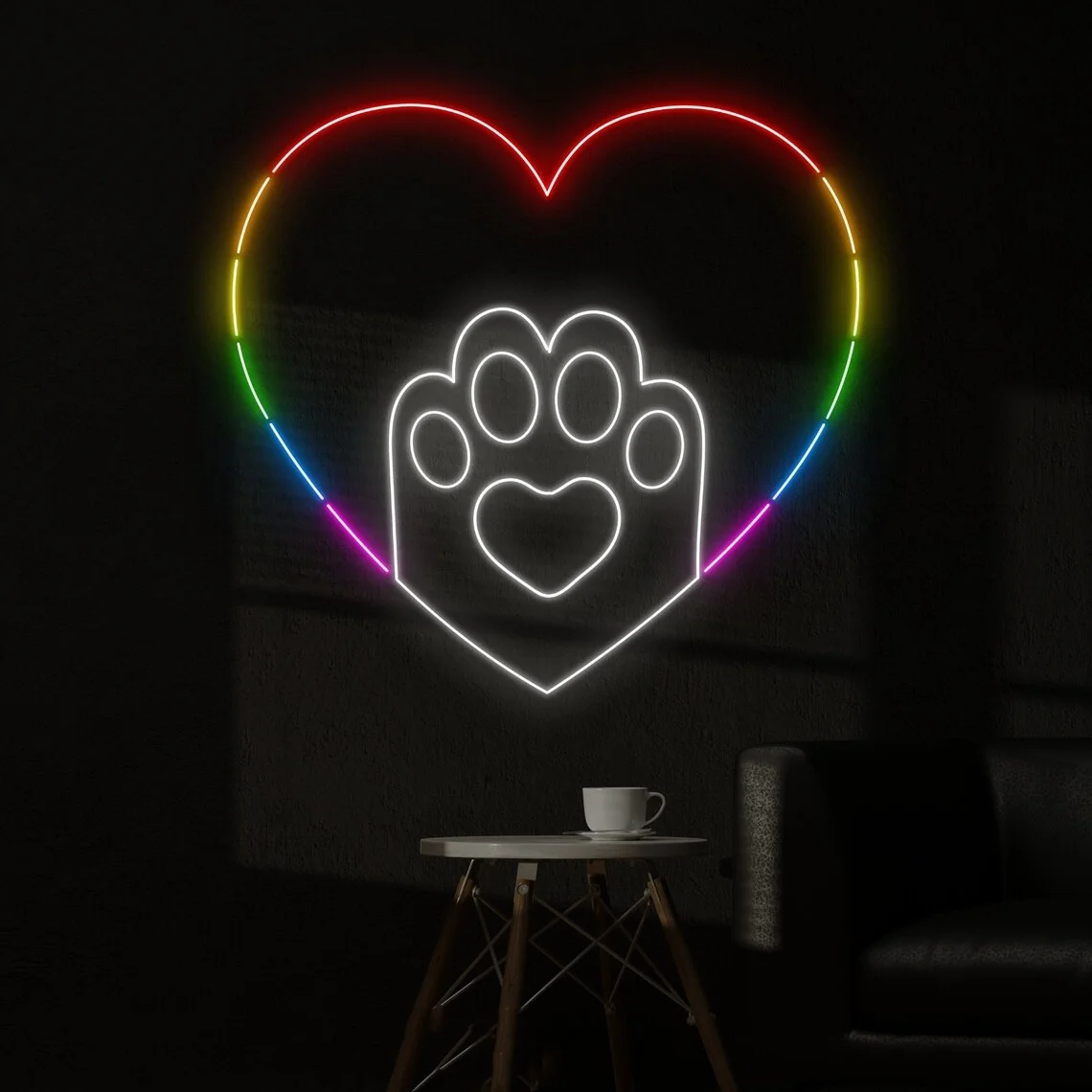 

Rainbow Love Cat Footprint Neon Sign Custom Neon Sign Home Wall Decor Neon Sign