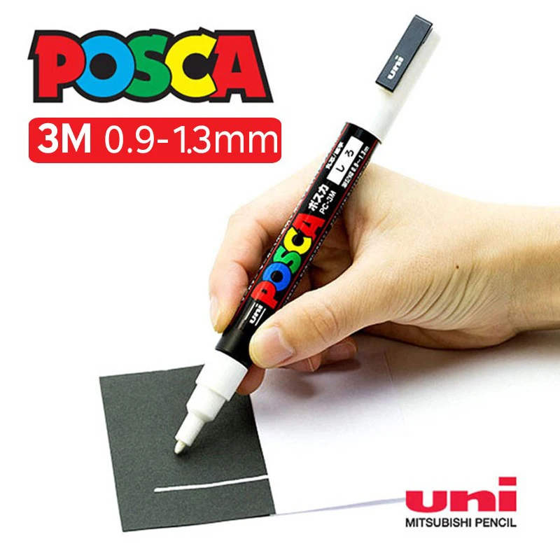 Permanent Marker Pen Uni Marker Pen PC-3M Acrylic posca marcadores permanent marker graffiti paint pen For Rock Metal Leather Ceramic Glass Plastic