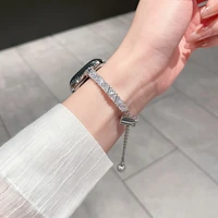 Bracelet de luxe en diamant Zircon pour Apple Watch série 11 10 9 8 7 6 SE UItra iWatch 49/46/45/44/42/41/40/38mm, Bracelet en métal 5