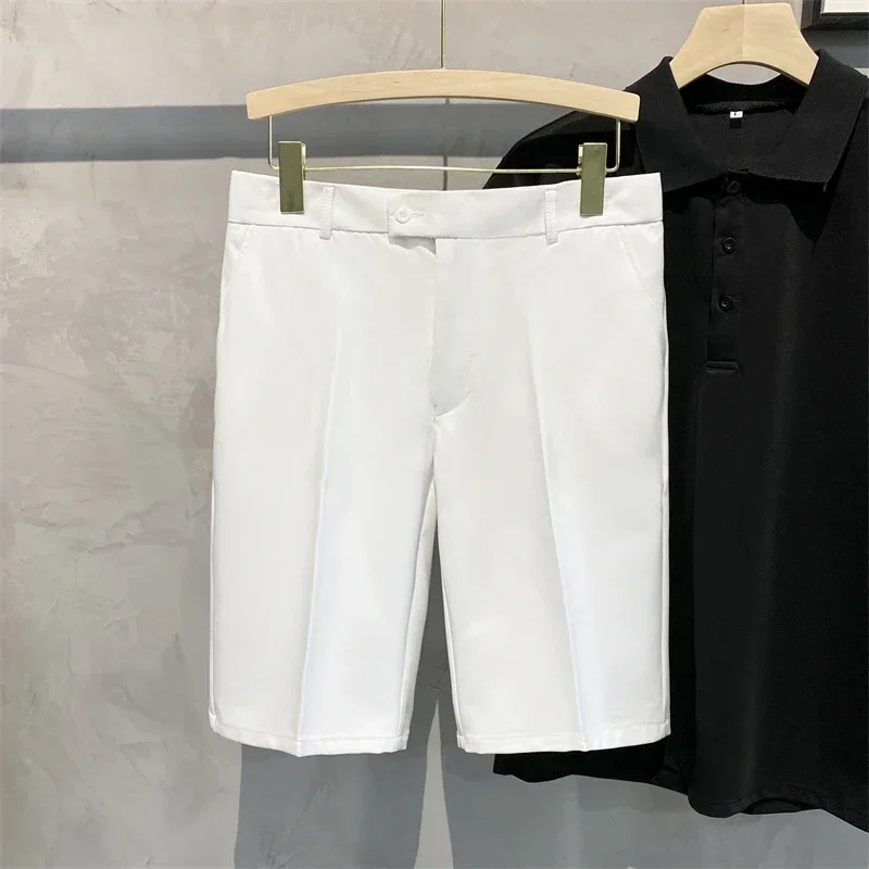 Chino Shorts Men Front Pleated Shorts Casual Bermuda Work Wear Shorts Korean Fashion Pants For Summer 6