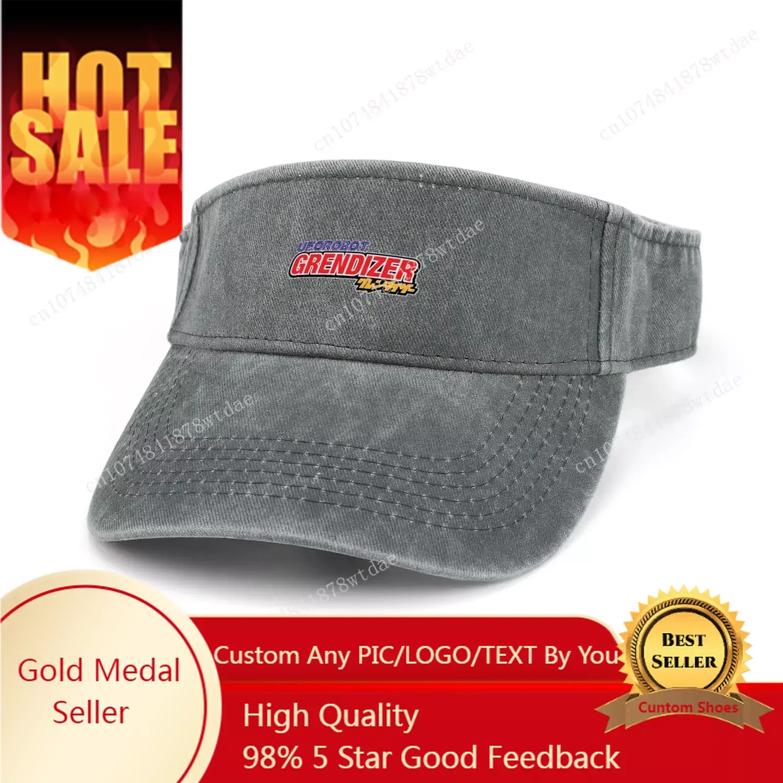 

Hot Cartoon UFO Robot Grendizer Anime Sun Visor Leaky Top Cowboy Hats Mens Womens Sports Baseball Golf Caps Open Top Custom Hat